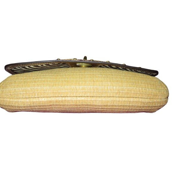 COACH Natalie Straw cultch with Python Embossed Leather trim - Picture 5 of 13